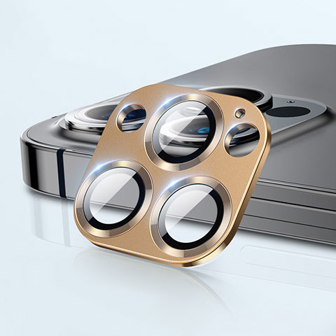 Apple iPhone 14 Pro用強化ガラス カメラプロテクター カメラレンズ 保護ガラスフイルム C09 アップル ゴールド