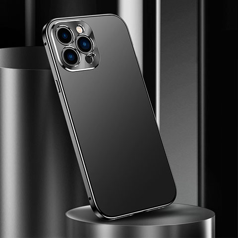 Apple iPhone 14 Pro Max用ケース 高級感 手触り良い アルミメタル 製の金属製 カバー M03 アップル ブラック