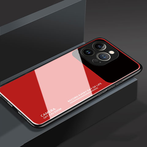 Apple iPhone 14 Pro Max用ハイブリットバンパーケース プラスチック 鏡面 カバー M03 アップル レッド