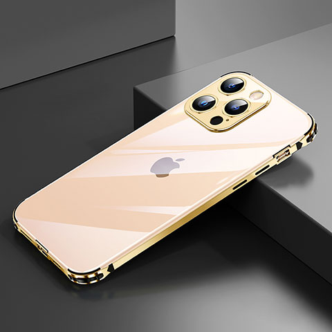 Apple iPhone 14 Pro Max用ケース 高級感 手触り良い アルミメタル 製の金属製 バンパー カバー A06 アップル ゴールド
