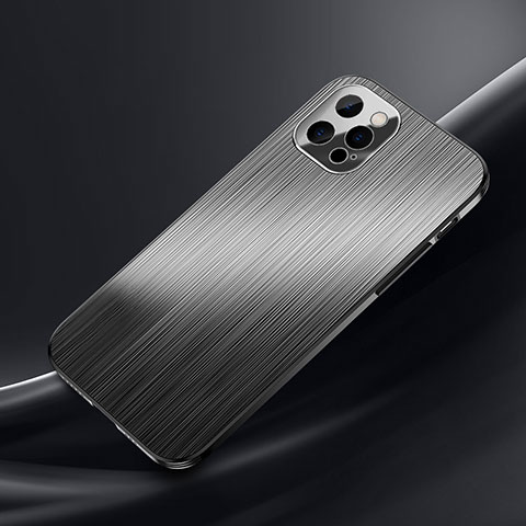 Apple iPhone 14 Pro Max用ケース 高級感 手触り良い アルミメタル 製の金属製 カバー M02 アップル ブラック