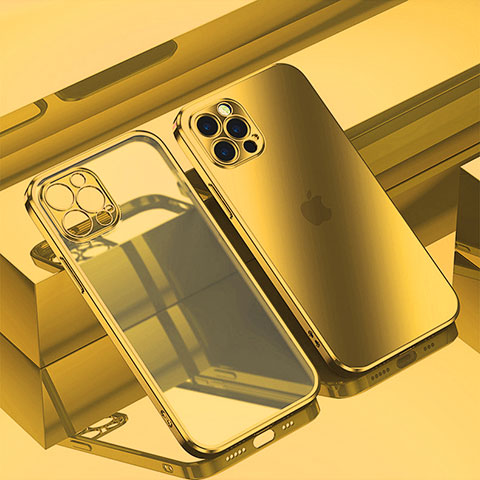 Apple iPhone 14 Pro Max用極薄ソフトケース シリコンケース 耐衝撃 全面保護 クリア透明 H11 アップル ゴールド