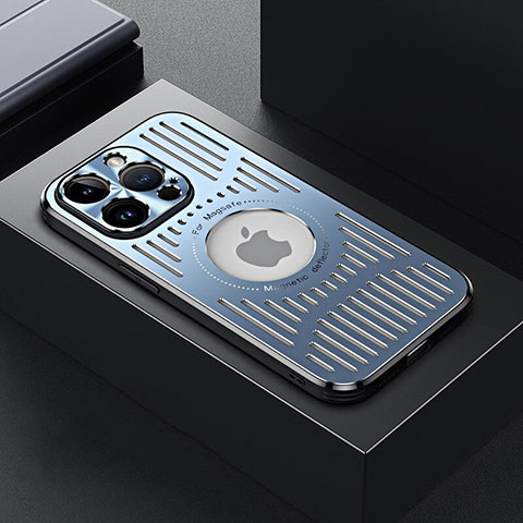 Apple iPhone 14 Pro Max用ケース 高級感 手触り良い アルミメタル 製の金属製 兼シリコン カバー Mag-Safe 磁気 Magnetic TX1 アップル ネイビー