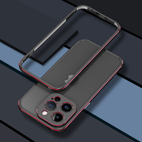 Apple iPhone 14 Pro Max用ケース 高級感 手触り良い アルミメタル 製の金属製 バンパー カバー JZ1 アップル レッド・ブラック
