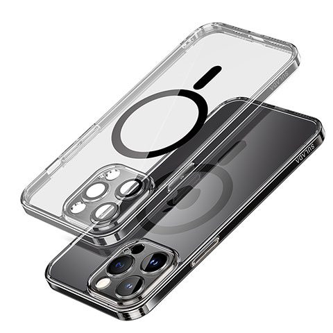 Apple iPhone 14 Pro Max用極薄ソフトケース シリコンケース 耐衝撃 全面保護 クリア透明 カバー Mag-Safe 磁気 Magnetic LD1 アップル ブラック