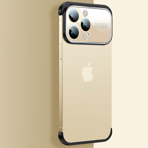 Apple iPhone 14 Pro Max用ハードカバー クリスタル クリア透明 QC4 アップル ゴールド