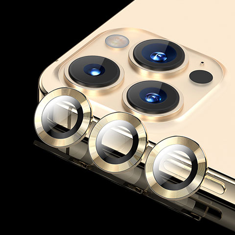 Apple iPhone 14 Pro Max用強化ガラス カメラプロテクター カメラレンズ 保護ガラスフイルム C08 アップル ゴールド