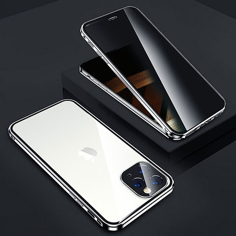 Apple iPhone 15 Pro用ケース 高級感 手触り良い アルミメタル 製の金属製 360度 フルカバーバンパー 鏡面 カバー Z05 アップル シルバー