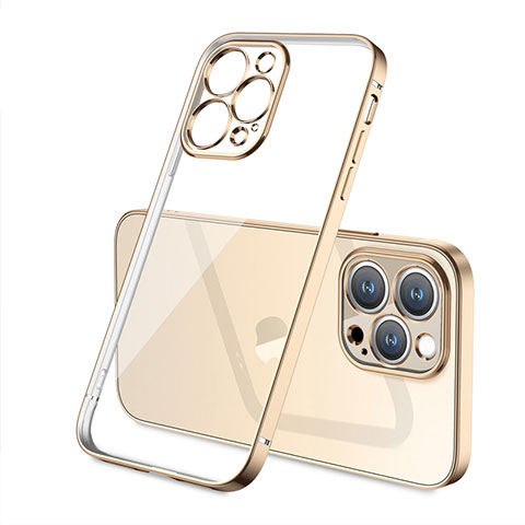 Apple iPhone 15 Pro用極薄ソフトケース シリコンケース 耐衝撃 全面保護 クリア透明 H05 アップル ゴールド