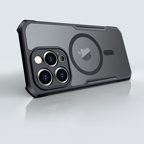 Apple iPhone 15 Pro用極薄ソフトケース シリコンケース 耐衝撃 全面保護 クリア透明 カバー Mag-Safe 磁気 Magnetic XD6 アップル ブラック
