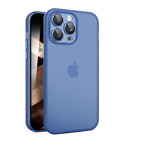 Apple iPhone 15 Pro用極薄ケース クリア透明 プラスチック 質感もマットQC アップル ネイビー
