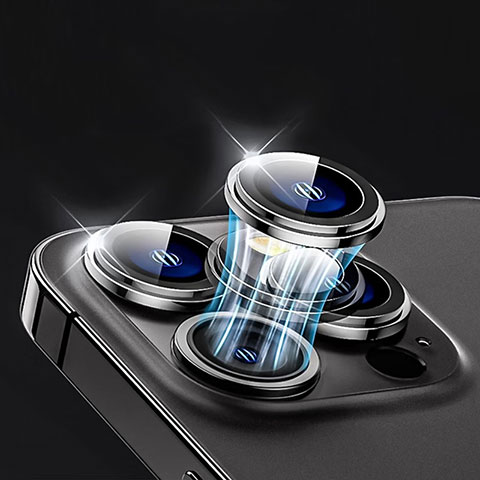 Apple iPhone 15 Pro用強化ガラス カメラプロテクター カメラレンズ 保護ガラスフイルム M01 アップル ブラック