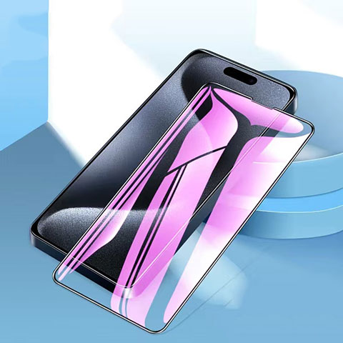 Apple iPhone 15 Pro用強化ガラス フル液晶保護フィルム アンチグレア ブルーライト U02 アップル ブラック