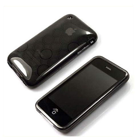 Apple iPhone 3G 3GS用ソフトケース サークル クリア透明 アップル グレー