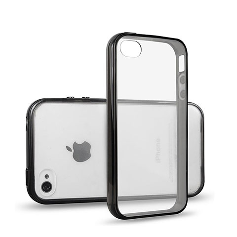Apple iPhone 4S用ハイブリットバンパーケース クリア透明 プラスチック アップル ブラック