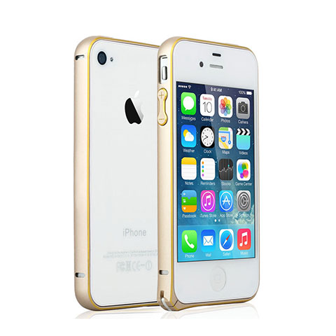 Apple iPhone 4S用ケース 高級感 手触り良い アルミメタル 製の金属製 バンパー アップル ゴールド