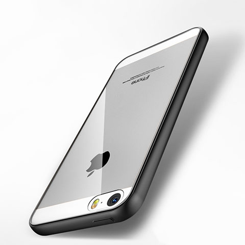 Apple iPhone 5用ハイブリットバンパーケース クリア透明 プラスチック 鏡面 アップル ブラック