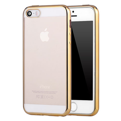 Apple iPhone 5用極薄ソフトケース シリコンケース 耐衝撃 全面保護 クリア透明 H05 アップル ゴールド