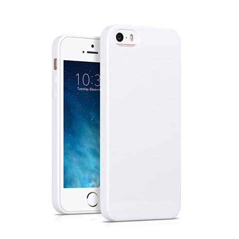 Apple iPhone 5用シリコンケース ソフトタッチラバー アップル ホワイト