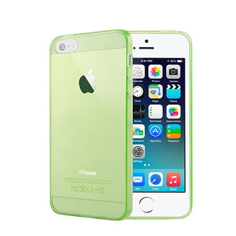 Apple iPhone 5用極薄ソフトケース シリコンケース 耐衝撃 全面保護 クリア透明 アップル グリーン