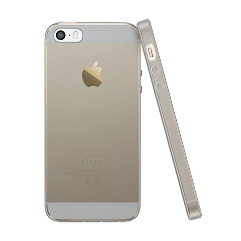 Apple iPhone 5用極薄ソフトケース シリコンケース 耐衝撃 全面保護 クリア透明 アップル グレー