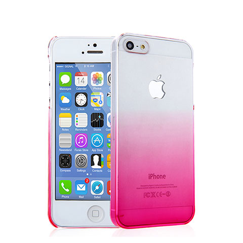 Apple iPhone 5用ハードケース グラデーション 勾配色 クリア透明 アップル ピンク
