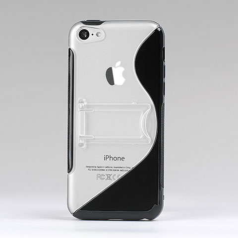 Apple iPhone 5C用ソフトケース S ライン クリア透明 スタンド アップル ブラック