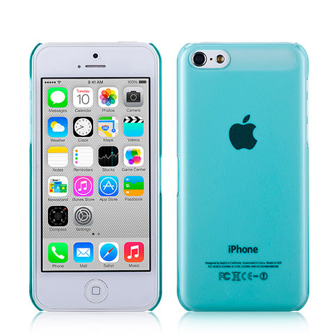 Apple iPhone 5C用極薄ケース クリア透明 プラスチック アップル ブルー