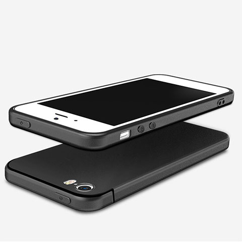 Apple iPhone 5S用極薄ソフトケース シリコンケース 耐衝撃 全面保護 U04 アップル ブラック