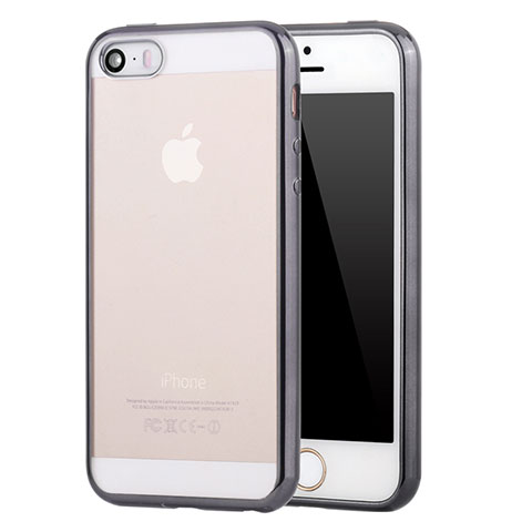 Apple iPhone 5S用極薄ソフトケース シリコンケース 耐衝撃 全面保護 クリア透明 H05 アップル グレー