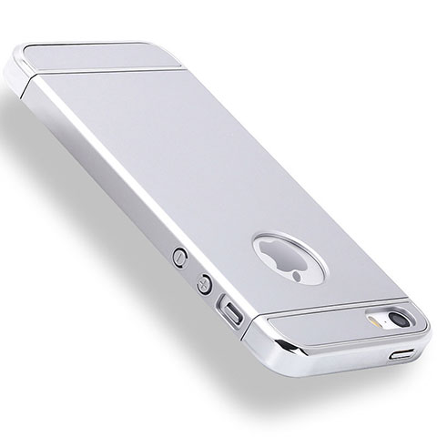 Apple iPhone 5S用ケース 高級感 手触り良い メタル兼プラスチック バンパー M01 アップル シルバー