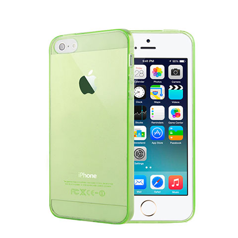 Apple iPhone 5S用極薄ソフトケース シリコンケース 耐衝撃 全面保護 クリア透明 アップル グリーン