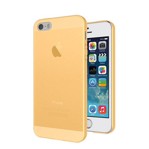 Apple iPhone 5S用極薄ケース クリア透明 シリコンケース 耐衝撃 全面保護 アップル ゴールド
