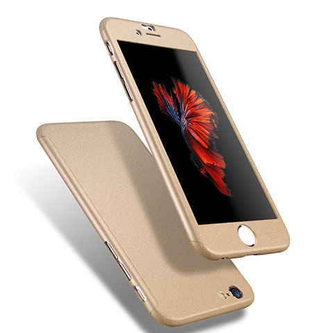 Apple iPhone 6用ハードケース プラスチック 質感もマット 前面と背面 360度 フルカバー Q01 アップル ゴールド