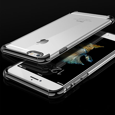 Apple iPhone 6用極薄ソフトケース シリコンケース 耐衝撃 全面保護 クリア透明 HC01 アップル ブラック