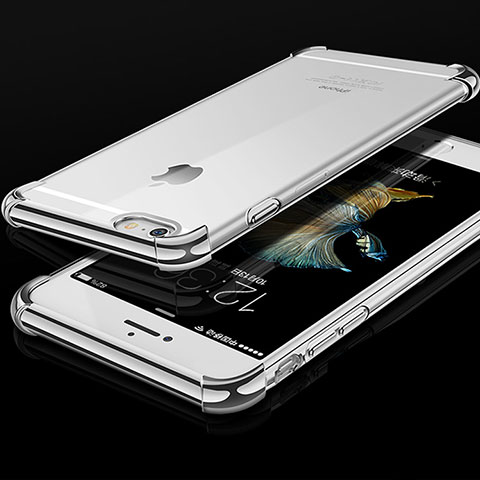 Apple iPhone 6用極薄ソフトケース シリコンケース 耐衝撃 全面保護 クリア透明 HC01 アップル シルバー