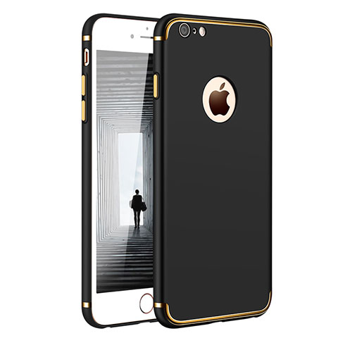 Apple iPhone 6 Plus用ケース 高級感 手触り良い メタル兼プラスチック バンパー アップル ブラック