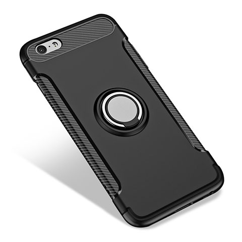 Apple iPhone 6 Plus用ハイブリットバンパーケース プラスチック アンド指輪 アップル ブラック