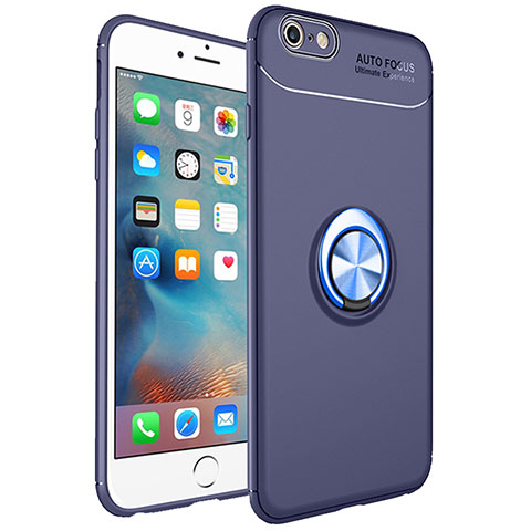 Apple iPhone 6 Plus用極薄ソフトケース シリコンケース 耐衝撃 全面保護 アンド指輪 マグネット式 バンパー アップル ネイビー