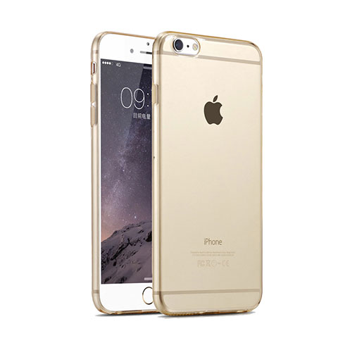 Apple iPhone 6 Plus用極薄ソフトケース シリコンケース 耐衝撃 全面保護 クリア透明 アップル ゴールド