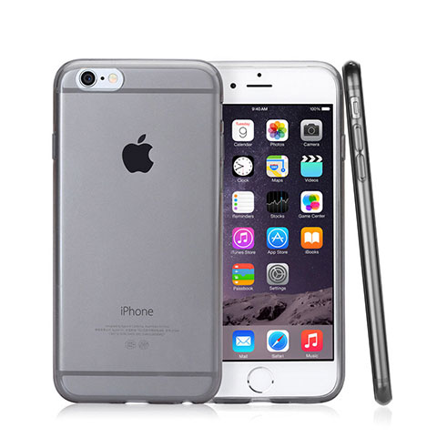 Apple iPhone 6 Plus用極薄ソフトケース シリコンケース 耐衝撃 全面保護 クリア透明 アップル グレー
