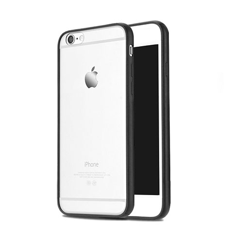 Apple iPhone 6 Plus用ハイブリットバンパーケース クリア透明 プラスチック アップル ブラック