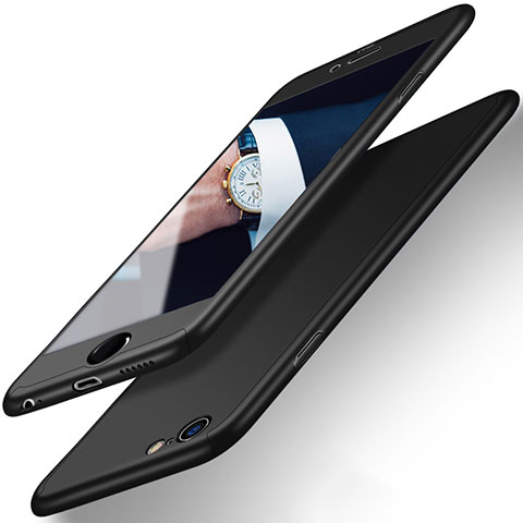 Apple iPhone 6S用ハードケース プラスチック 質感もマット 前面と背面 360度 フルカバー アップル ブラック