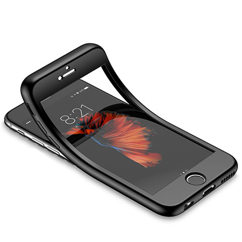 Apple iPhone 6S用前面と背面 360度 フルカバー 極薄ソフトケース シリコンケース 耐衝撃 全面保護 アップル ブラック