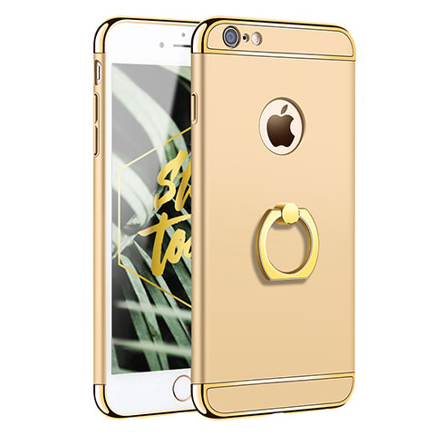 Apple iPhone 6S用ケース 高級感 手触り良い メタル兼プラスチック バンパー アンド指輪 A01 アップル ゴールド
