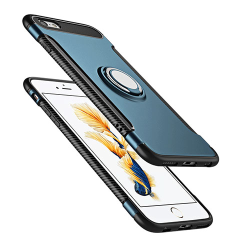 Apple iPhone 6S用ハイブリットバンパーケース プラスチック アンド指輪 アップル ネイビー