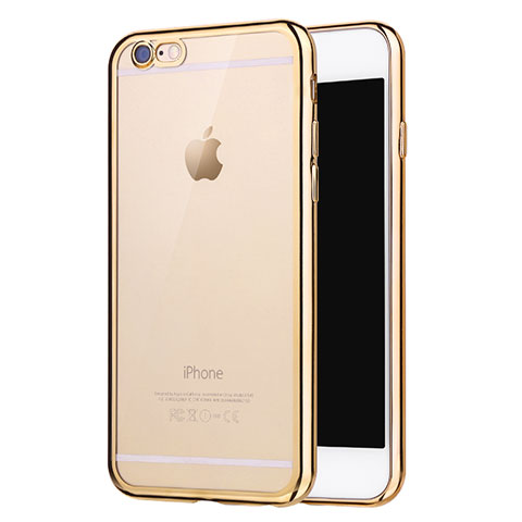 Apple iPhone 6S用極薄ソフトケース シリコンケース 耐衝撃 全面保護 クリア透明 H16 アップル ゴールド