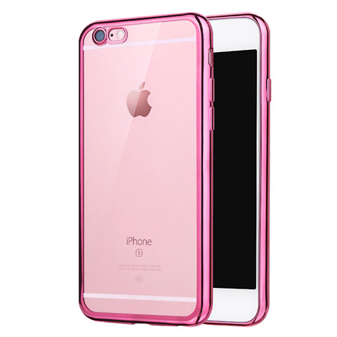 Apple iPhone 6S用極薄ソフトケース シリコンケース 耐衝撃 全面保護 クリア透明 H16 アップル ピンク