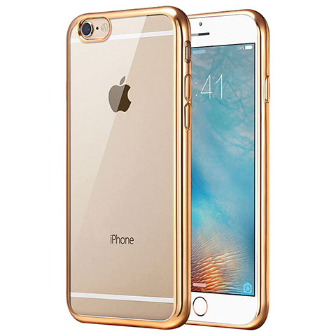 Apple iPhone 6S用極薄ソフトケース シリコンケース 耐衝撃 全面保護 クリア透明 T16 アップル ゴールド