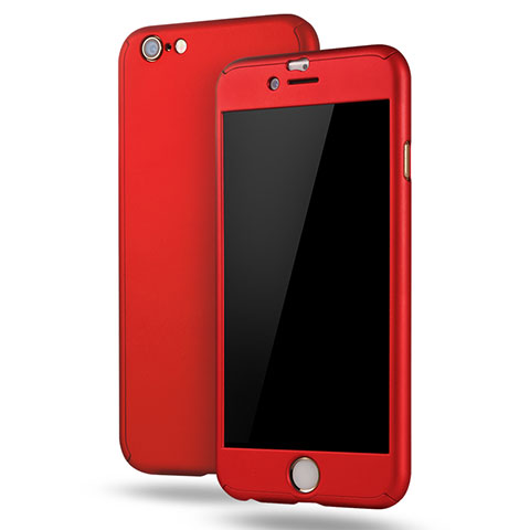 Apple iPhone 6S Plus用ハードケース プラスチック 質感もマット 前面と背面 360度 フルカバー M02 アップル レッド